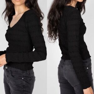 FRAME SMOCKED KNIT TOP XS SIZE
